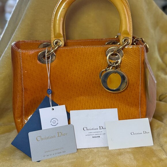 VTG ~ DIOR Patent Leather Monogram Lady Bag - Picture 1 of 14